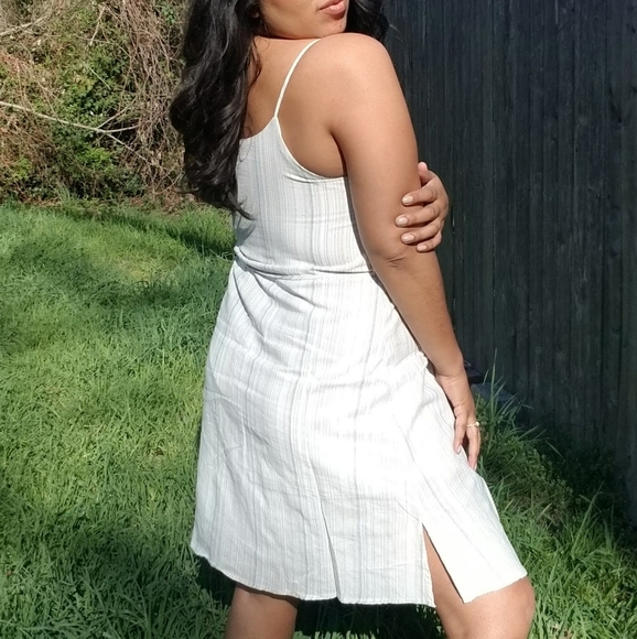 IVORY WHITE BLUE CREAM CAMI DRESS - Picture 8 of 9